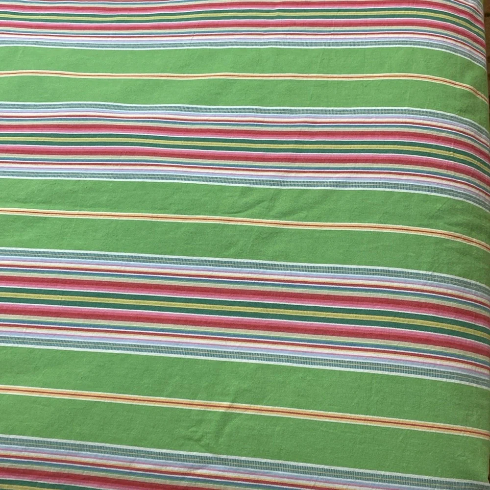 Pottery Barn Newport Green Striped Duvet Queen Two Standard Pillow Shams Set